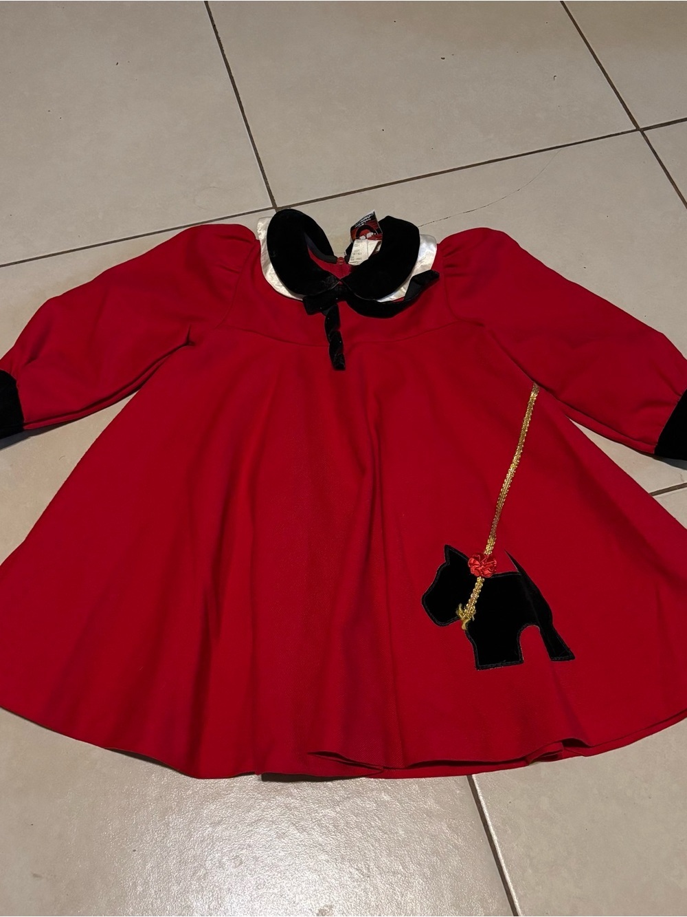 Good Lad of Philadelphia Red Girl’s Dress 24mos with Black Scottie Dog Applique